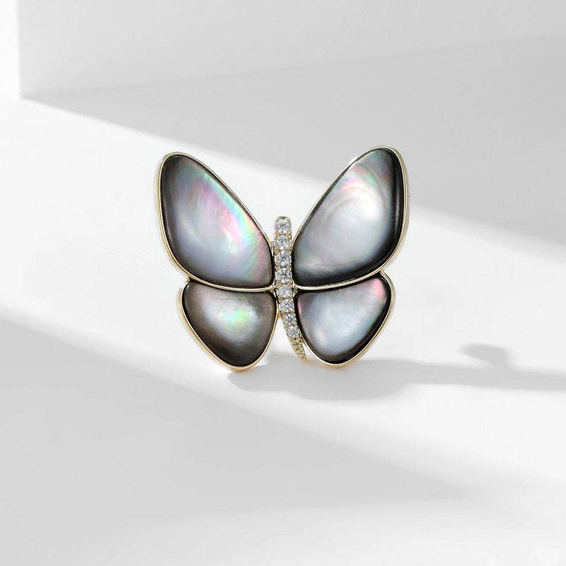Perimade & Co. LLC - Wholesale Brooch - Mother Of Pearl Butterfly Statement Brooch in Solid Copper2