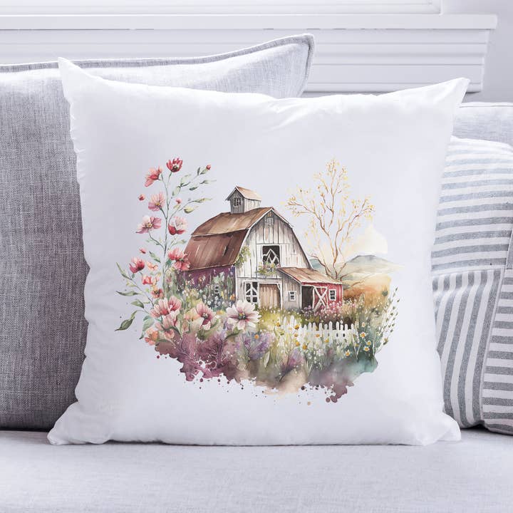 Almohada de paisaje primaveral en acuarela 5 para venta al por mayor de Emma and the Bean