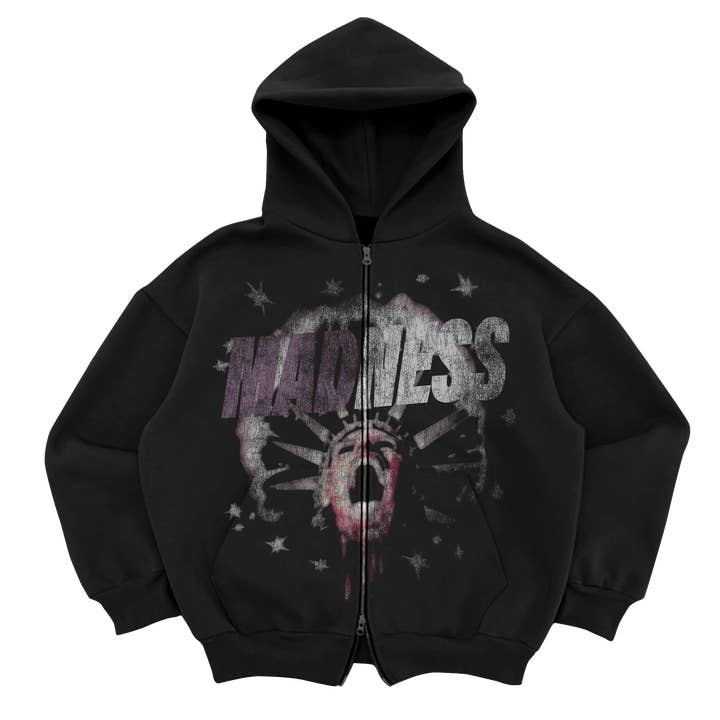 Worksofmadness - Wholesale Hoodie - Unisex - Mad Saint Premium Zip Up