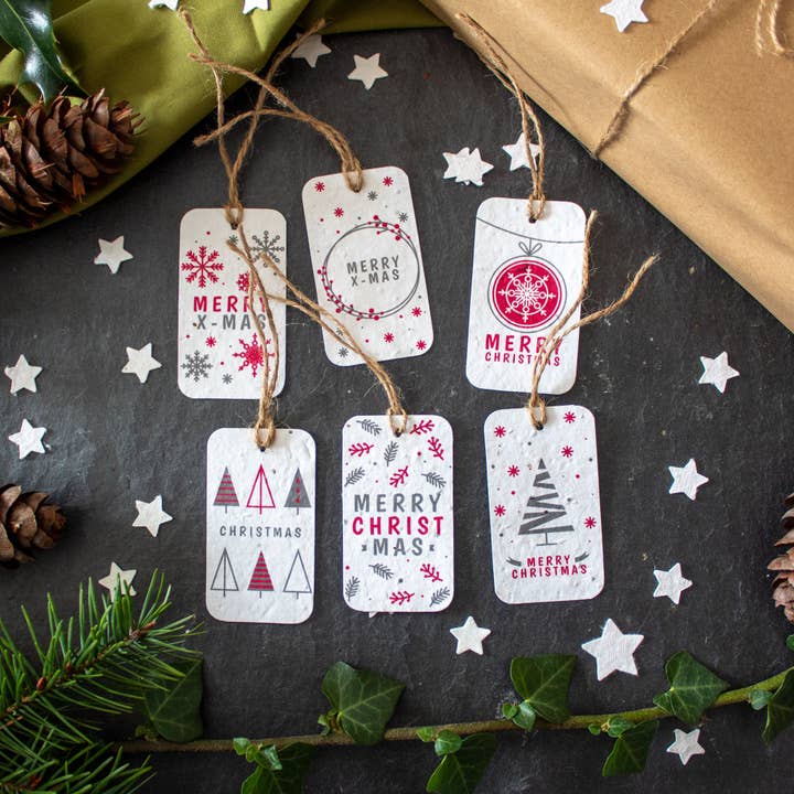 Plantable Gift Tags - Christmas Tags - Set Of 6 for wholesale by The Naughty Shrew