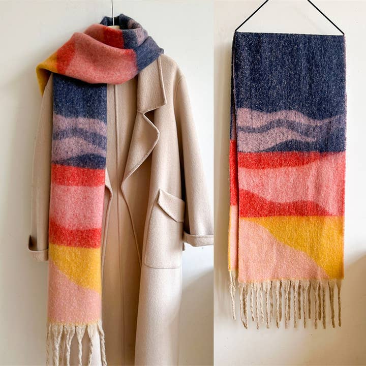 ACCITY - Wholesale Scarf - Women's - Colorblock Winter Scarf - Thick Warm Unisex Wrap_CWASC096910
