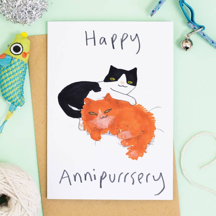 Happy Annipurrsery Card for wholesale by Jo Clark Design