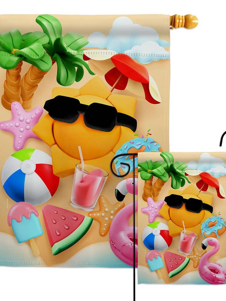 Chilling Sun Summertime Fun and Beach Fruit Sweet Decor Flag for wholesale by Two Group Flag Co