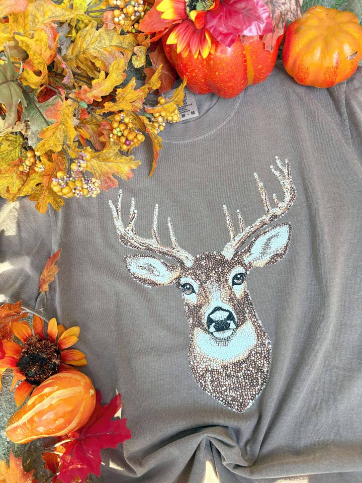 Dash Forward Wholesale - Wholesale T-Shirt (Graphic) - Women's - Faux Rhinestone Deer DTF Graphic Tee1