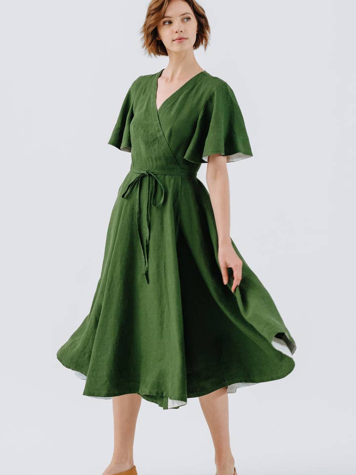 Son de Flor - Wholesale Dress - Women's - Wrap Dress, Butterfly Sleeve