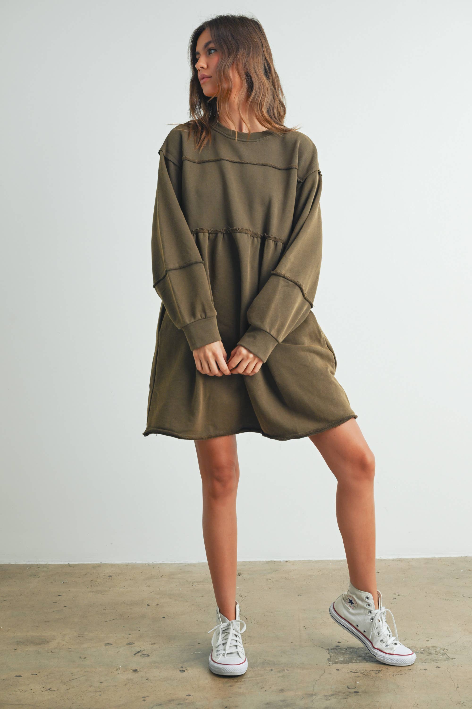 BUTTERMELON – wholesale Dress – Women's – Fall Full Sleeve Winter Mini Dress - BMD750710