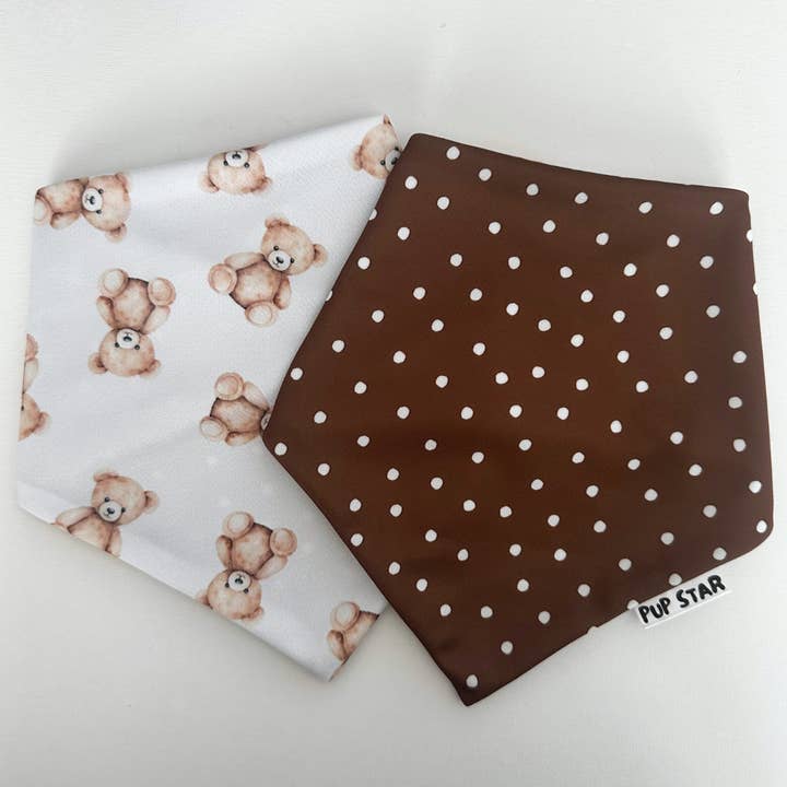 POLKA DOTS + TEDDY BEAR DOG BANDANA for wholesale by Pup Star