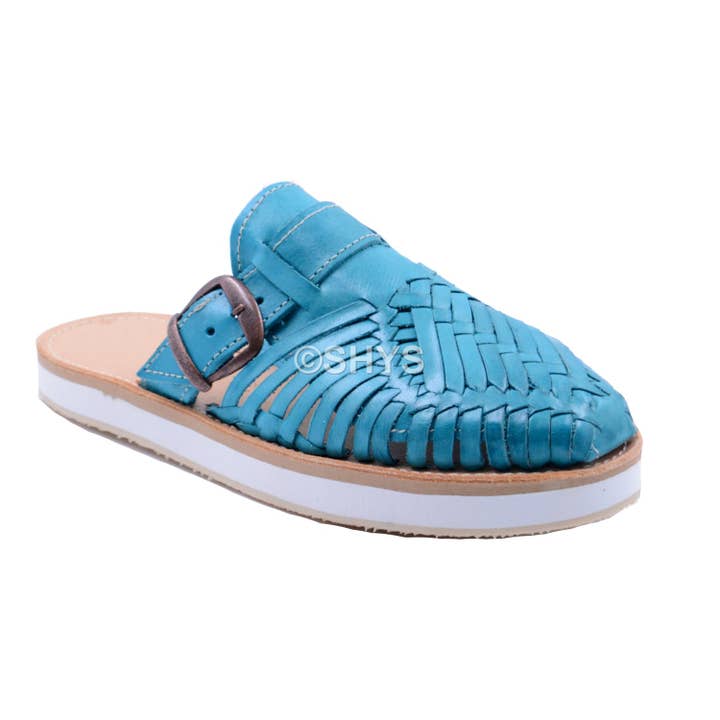 Mexicaanse leren sandalen voor dames, turkoois DS-017-5 voor wholesale door SHYS