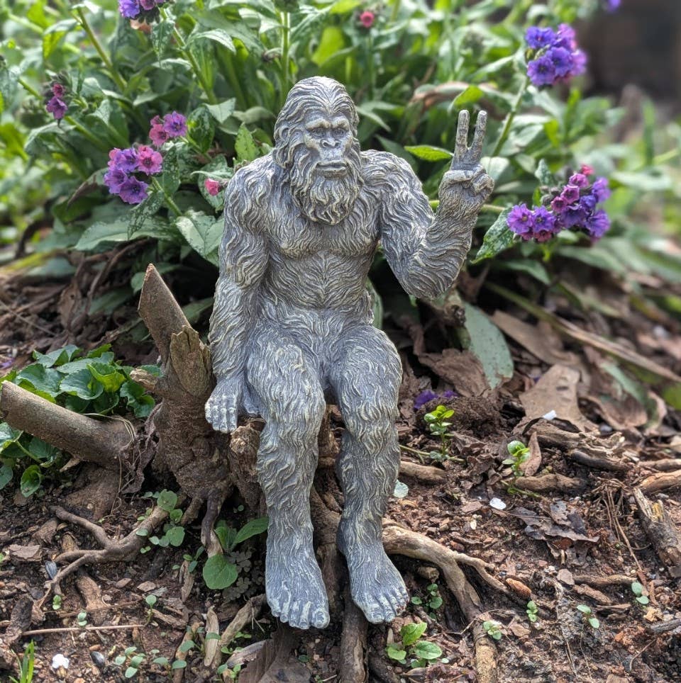 John Bernard & Company - Wholesale Decorative Figurine - Bigfoot Peace Sign Sasquatch Statue 10 inch H Shelf Sitter12
