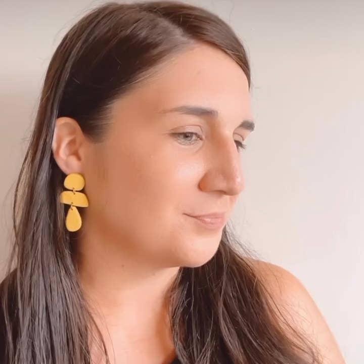 Darcy - Mustard Yellow Clay Earrings - Bright Summer Dangles for wholesale by 317 Clay Co
