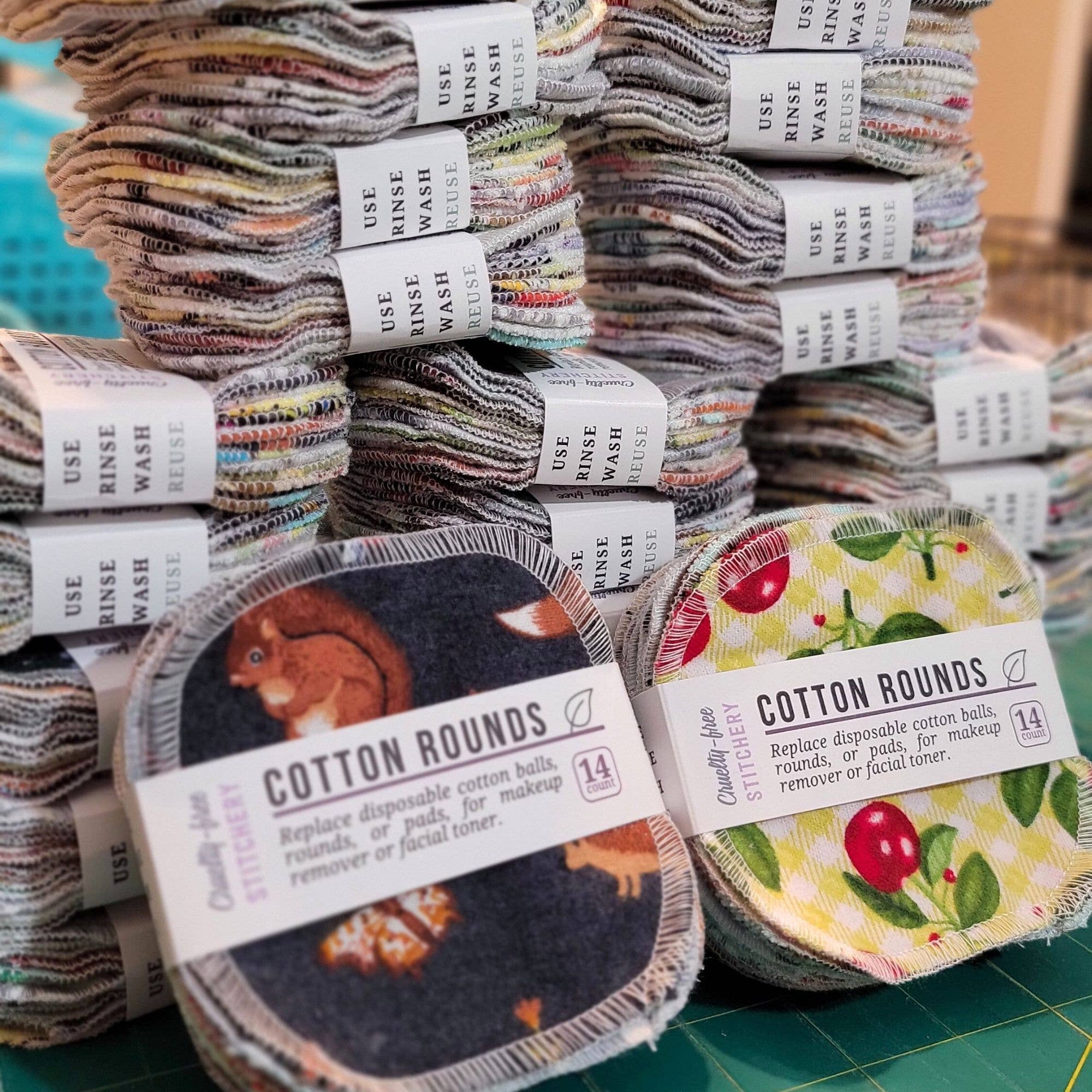 Cruelty-Free Stitchery - Vente Disque de coton - Disques démaquillants réutilisables en coton - Mélange assorti1