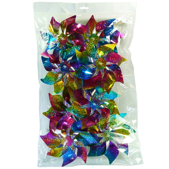 In the Breeze, LLC. - Wholesale Wind Spinner - Rainbow Whirl Mylar Pinwheels - 8PC