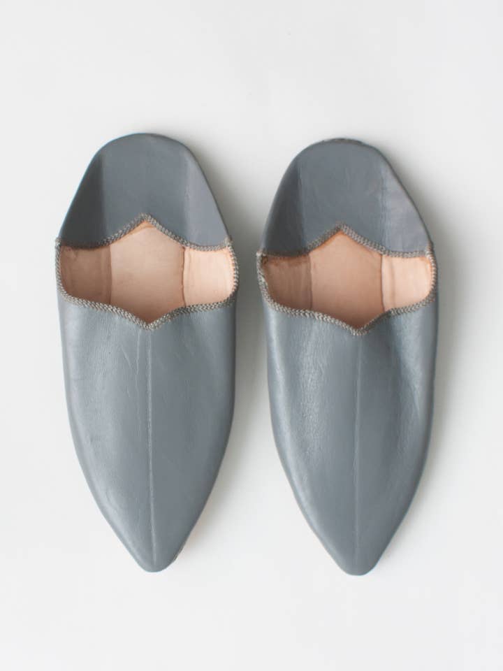 Bohemia Design – wholesale Slippers – Women's – Gray Moroccan Plain Pointed Babouche Slippers