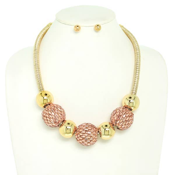 anbfashion – wholesale Smycken – STRASS DISCO BOLL MED PÄRLBAND MED TUBHALSBAND NEY123141