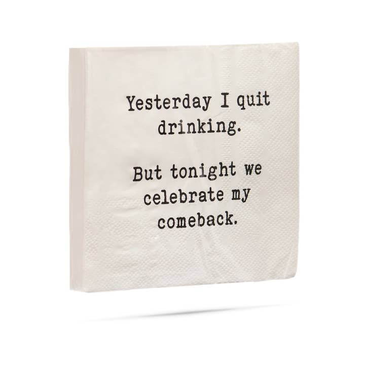 ellembee gift - Wholesale Disposable Napkin - Yesterday I quit drinking but tonight Cocktail Napkins