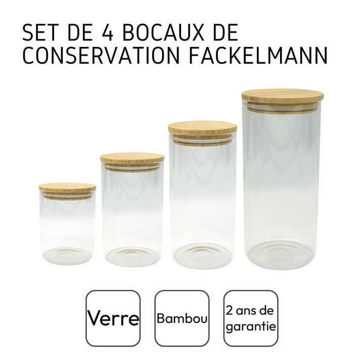 Zenker - Wholesale Food Storage Container - Set of 4 glass storage boxes with bamboo lid Fackelmann Eco Friendly3
