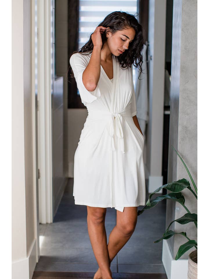 YALA - Wholesale Robe - Women's - NINA ELBOW SLEEVE BELTED BAMBOO ROBE6