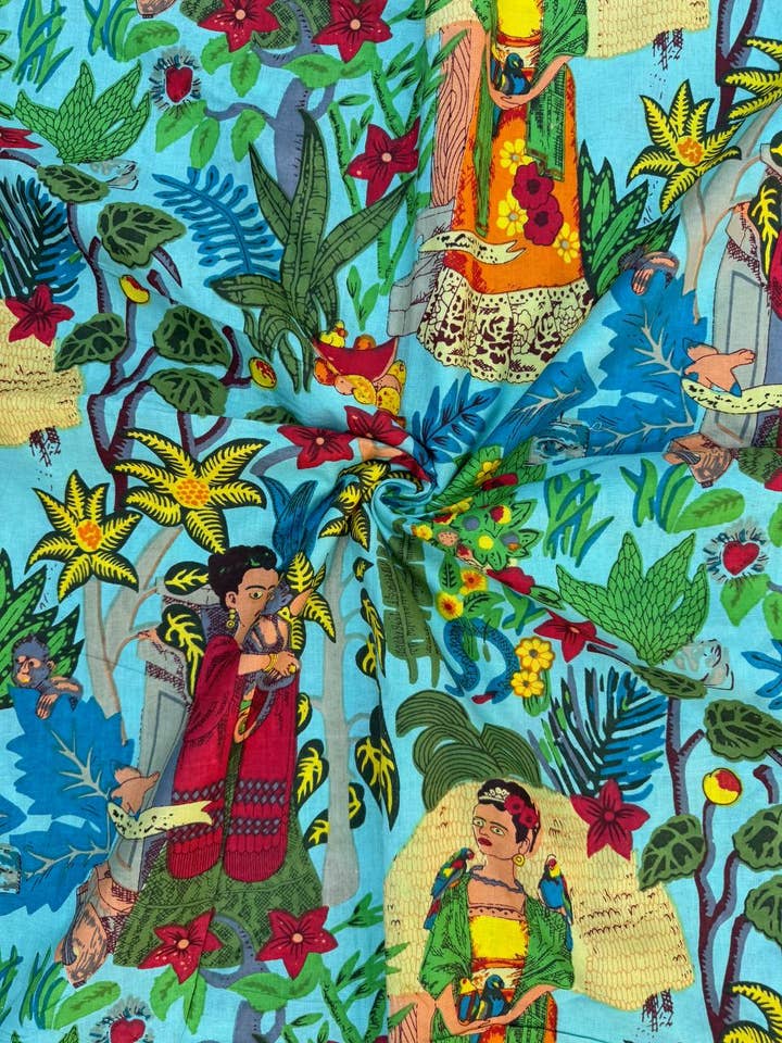 Frida Kahlo Printed Fabric Indian Cotton Fabric By the Yards for wholesale by bhavnas boutique