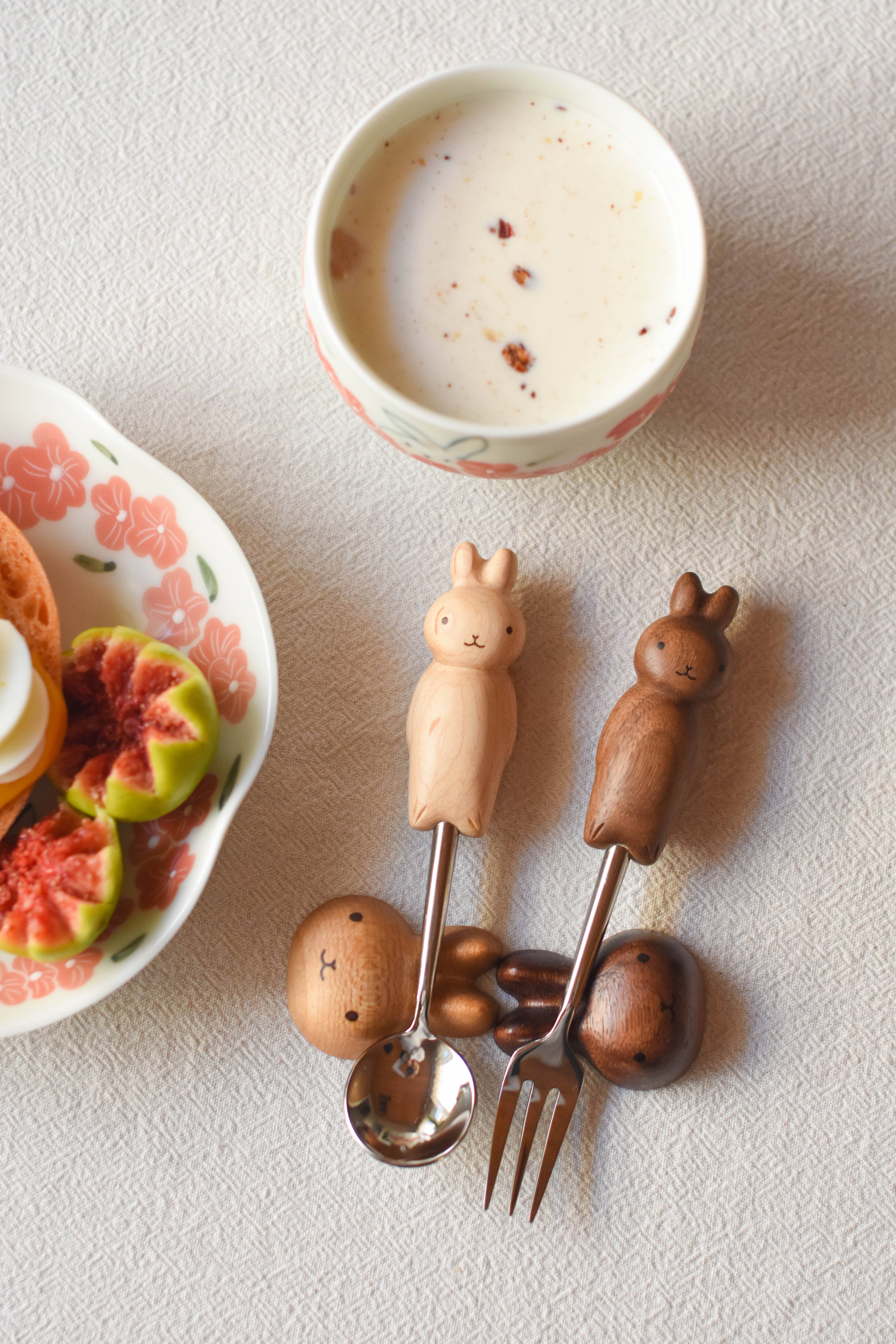 Senser Woodcraft - Wholesale Flatware Set - Hand-Carved Bunny Spoon & Fork – Adorable & Functional Gift8