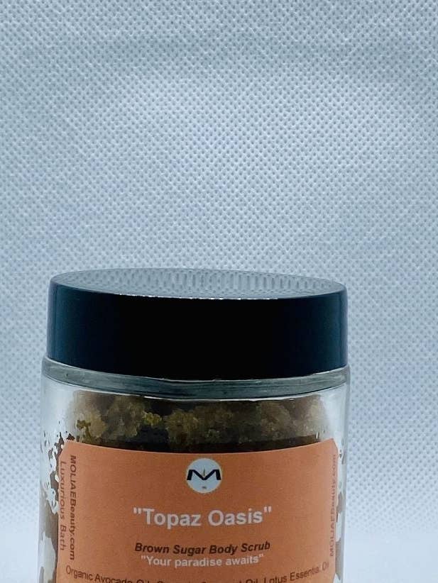 ⭐ "Topaz Oasis" Women Brown Sugar Body Scrub - Jasmine Oil, Organic Coconut Oil, Avocado for wholesale by MOLIAE Beauty LLC