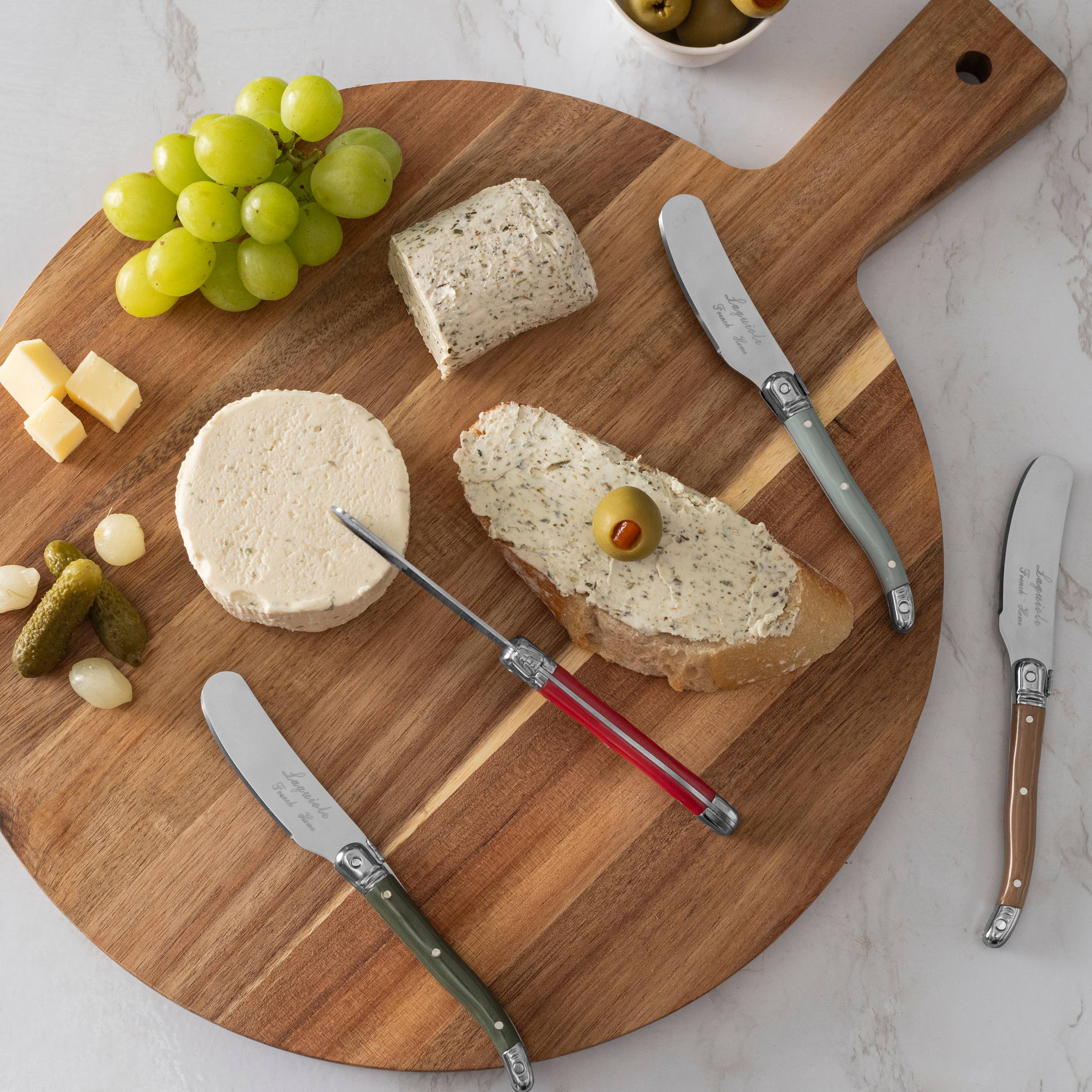 French Home - Wholesale Cheese Spreader - French Home 4 Piece Laguiole Spreader Set - Holly Berry4