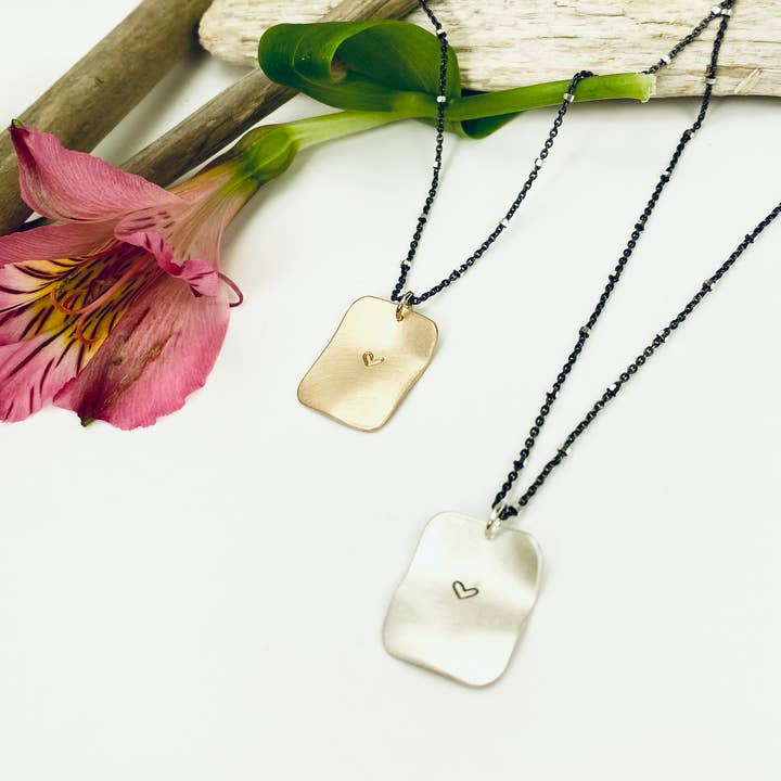 Hearts Crush Wavy Rectangle Necklace for wholesale by Laura J Designs