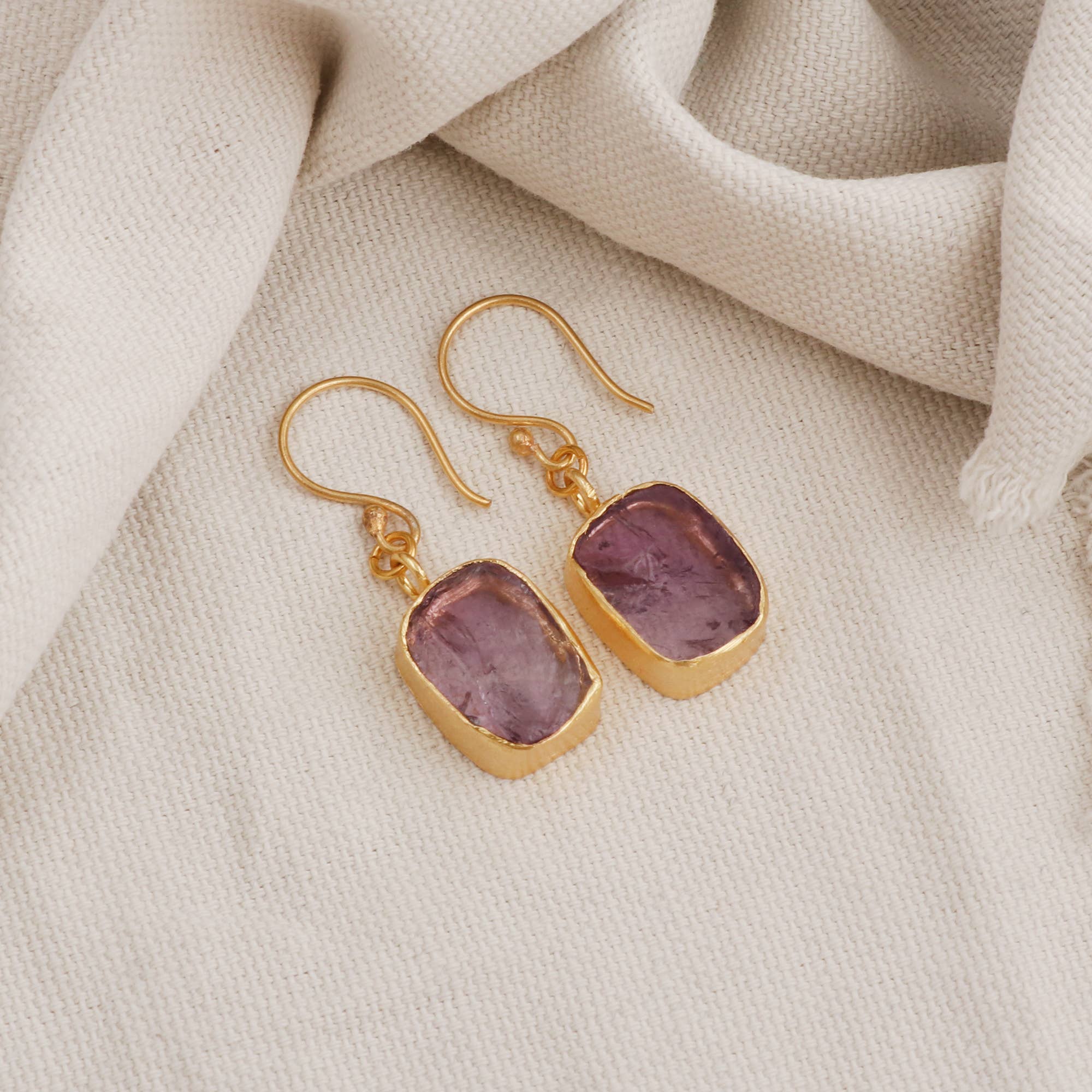 El Joyero - Wholesale Dangle Earrings - Raw Amethyst February Birthstone Dangle Hook Earring0