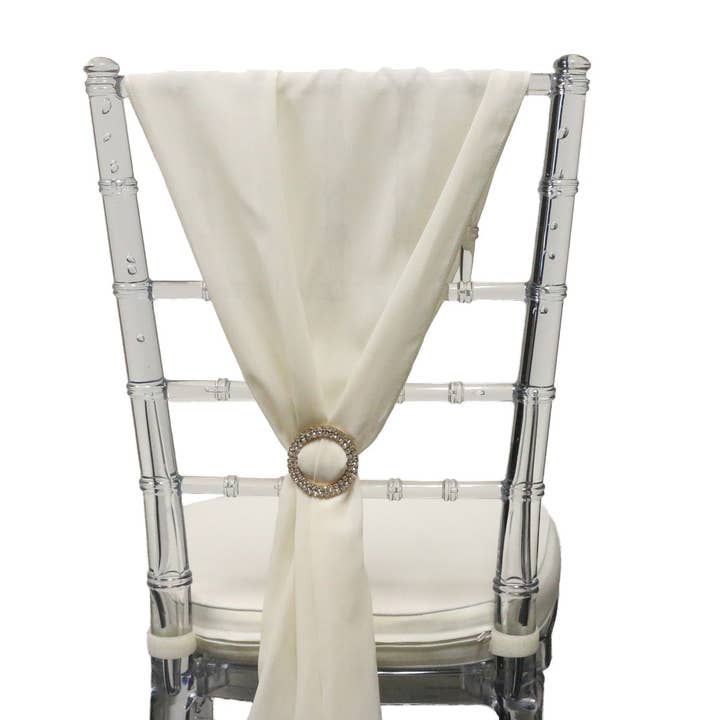 YOUR CHAIR COVERS - Wholesale Chair/Sofa Slipcover - 5 Pack 6 Ft Chiffon Chiavari Chair Sashes Ivory