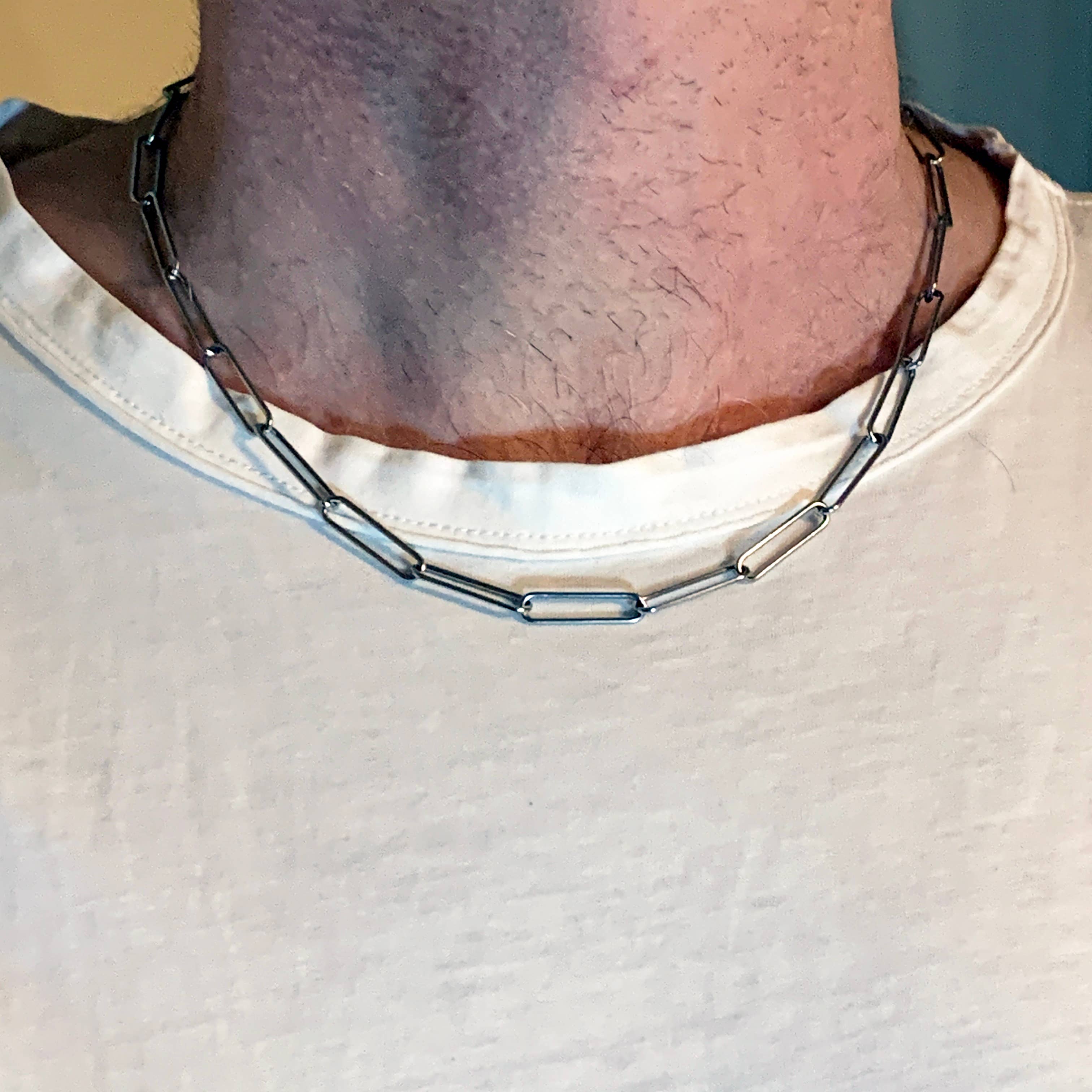 Factory Floor Jewels – wholesale Link & chain necklace – 20" Steel Paperclip Chain | unisex | nostalgia | fast seller2