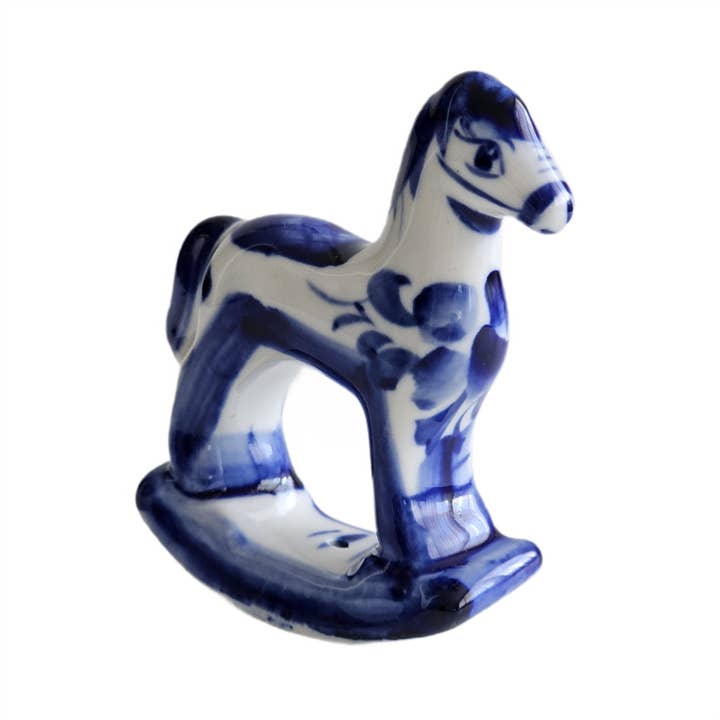 Little Horse Figurine 3¼"×2¾" Gzhel, Symbol of 2026 for wholesale by NORTH AMERICAN CRYSTAL
