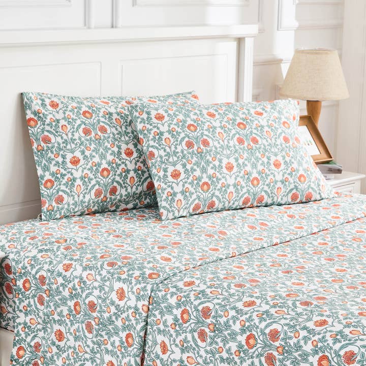 Mélange Home - Wholesale Sheet Set - Arts & Crafts Floral Printed Cotton Sheet Set1