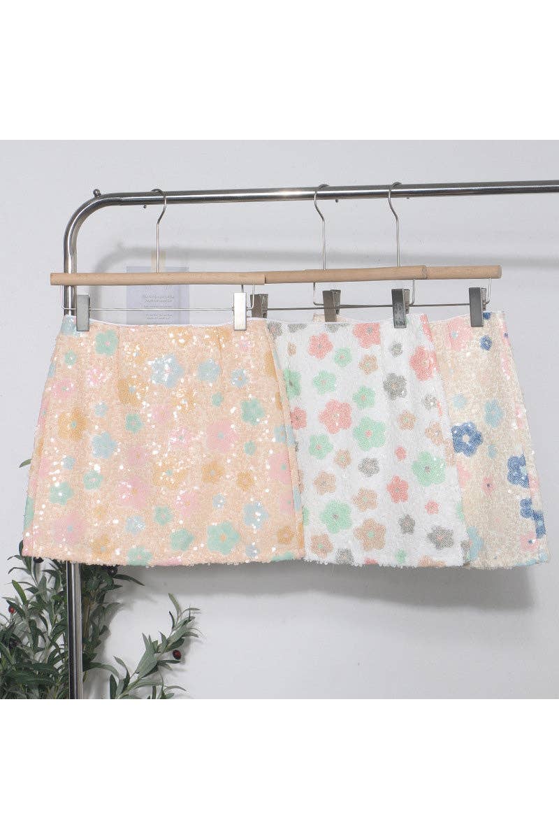 Mccolin – Großhandel Rock – Damen – Florale Pailletten-Minirock1