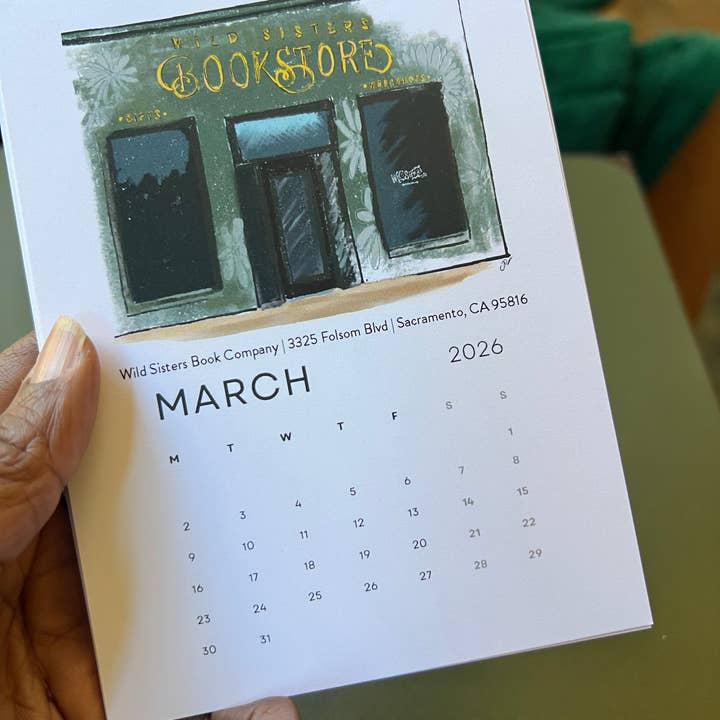 PriyaOriginalsArt - Wholesale Calendar - Bookshops of Sacramento 2026 Desktop Calendar + easel7