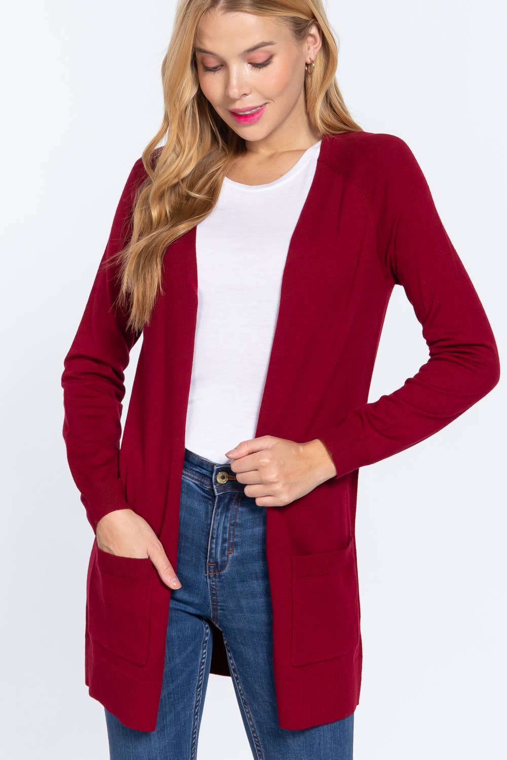 42POPS - Wholesale Cardigan - Women's - ",...SI-21342 RAGLAN SLV OPEN SWEATER CARDIGAN3