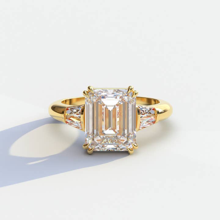 Mohana Jewels - Luxury - Wholesale Engagement Ring - 3 Carat E VVS Emerald & Baguette Cut Multi Stone Lab Diamond Ring - Lami4