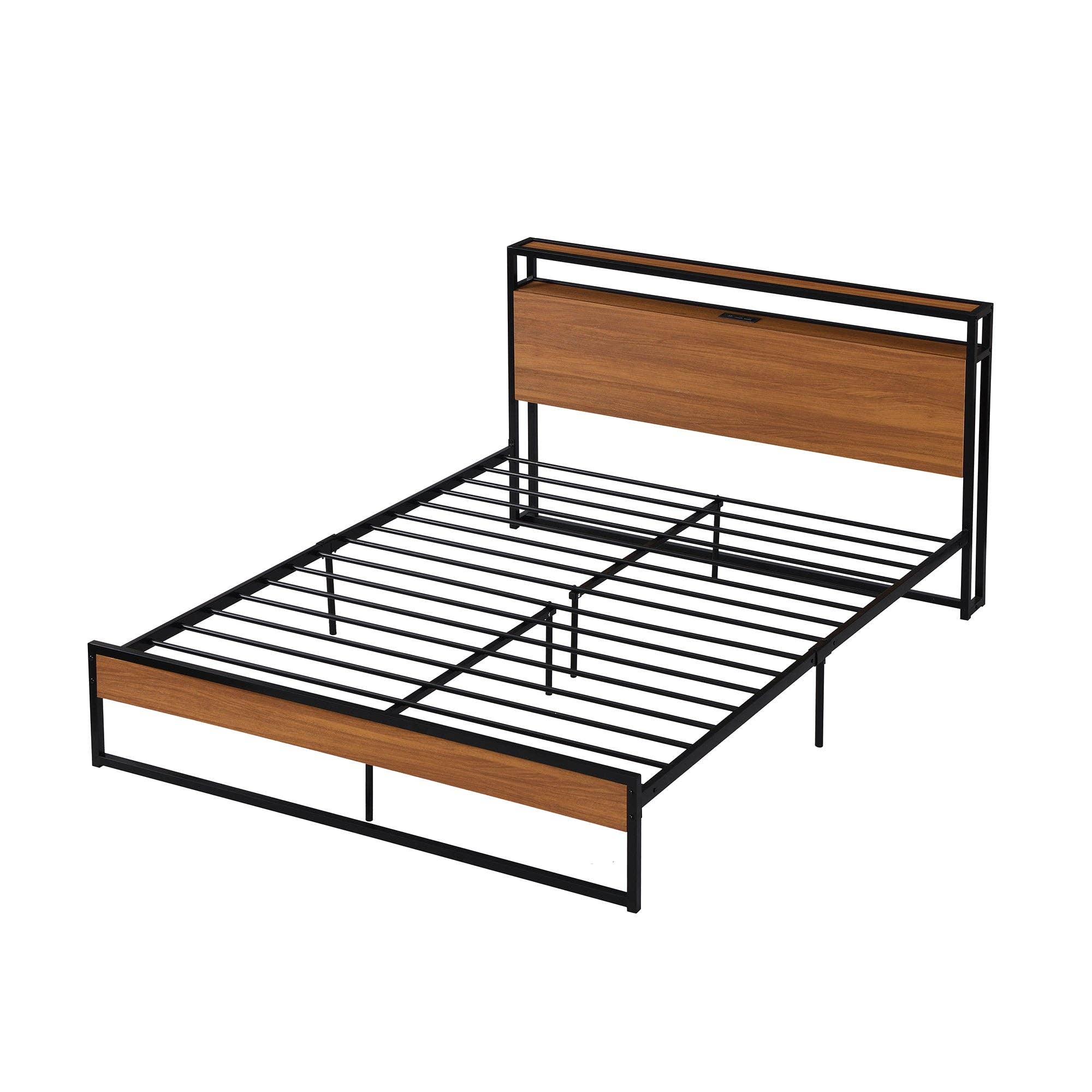 VTNG50 - Wholesale Bedroom Furniture - Queen Size Metal Platform Bed Frame with Sockets, USB Ports9
