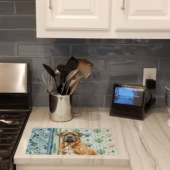 Neapolitan Mastiff Coastal Sea Glass Cutting Board WDK7123 for wholesale by Caroline's Treasures