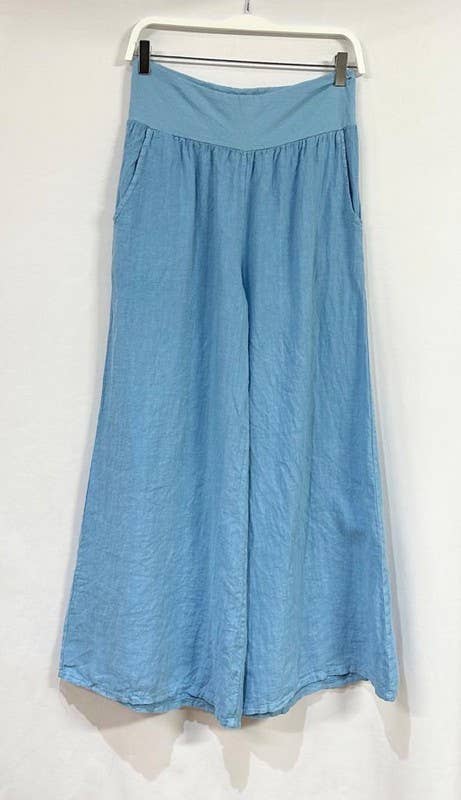 VENTI6 - Wholesale Pants - Women's - SOLID LINEN STRETCH WAISTBAND PANTS (8730-SOLID)24