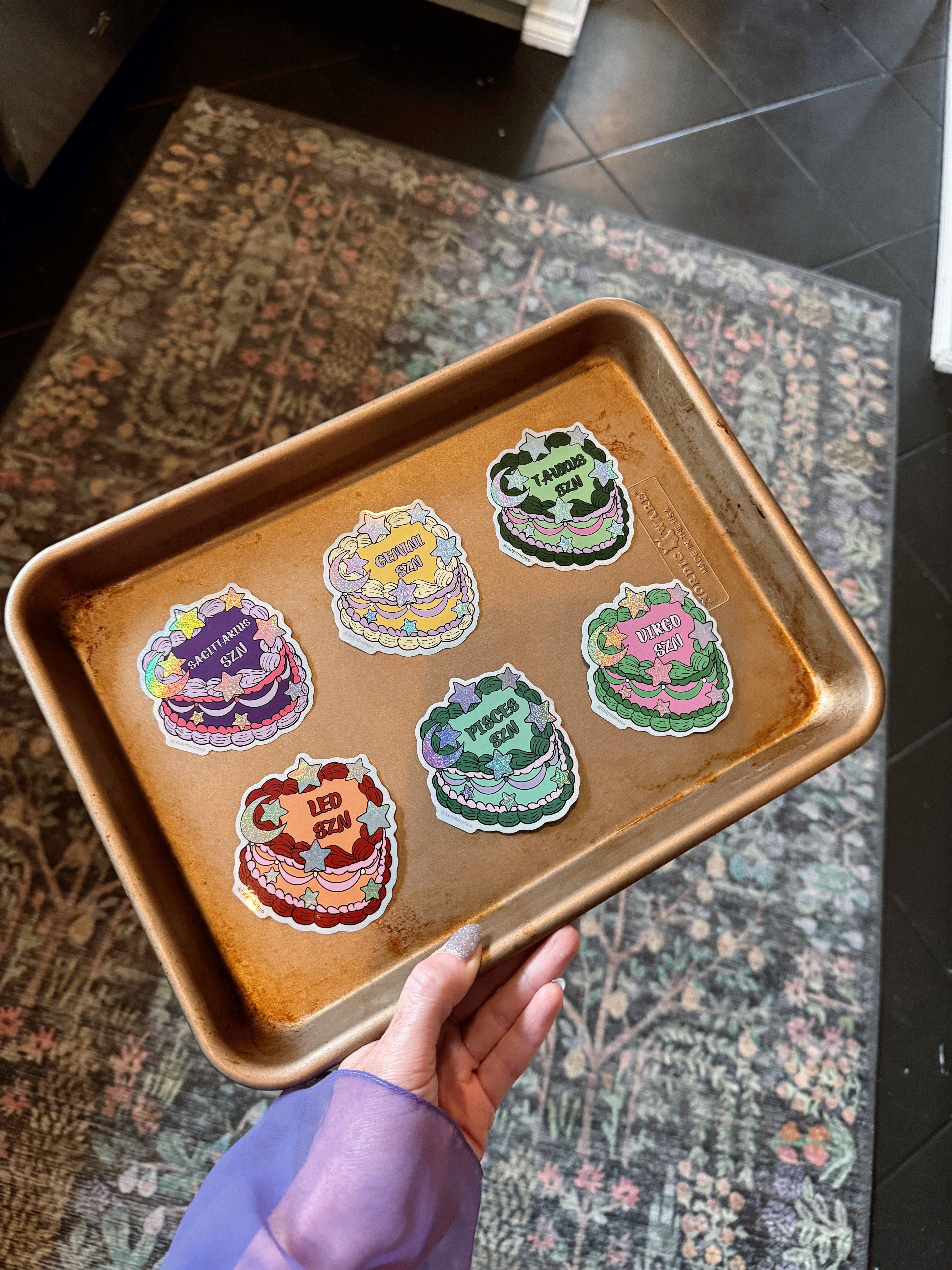 Lady Moon Co.® – Adesivo por atacado – Autocolantes de Bolo de Aniversário do Zodíaco6