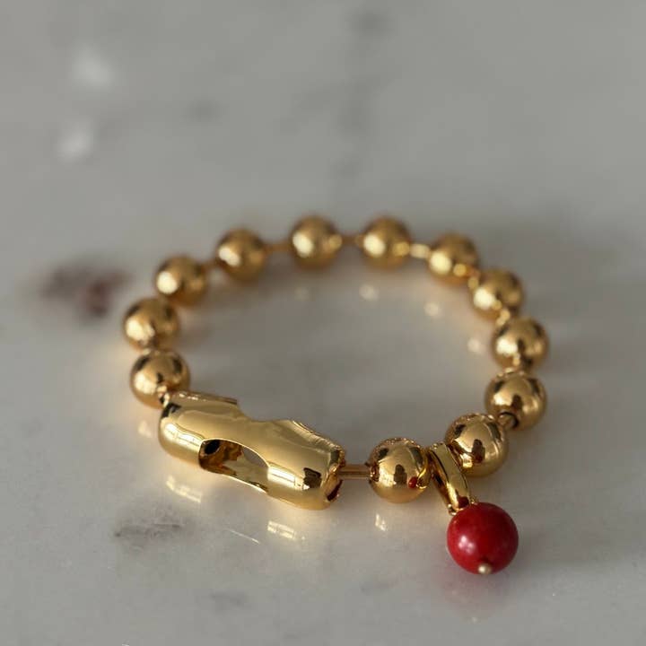 WILYMI Jewelry Co - Wholesale Charm/Dangle Bracelet - Coral & 18k Gold Plated + SS Sphere Sculptural Bracelet1