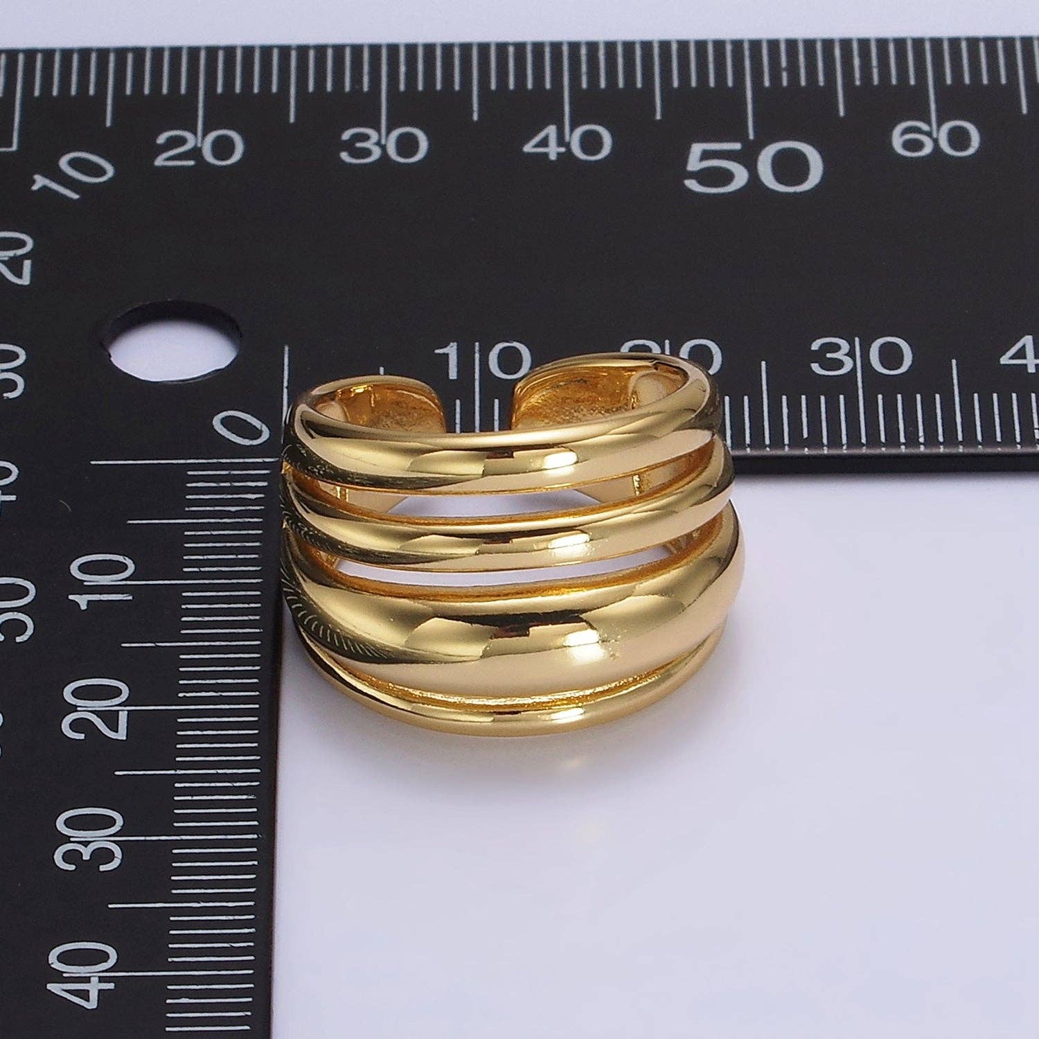Aim Eternal - Wholesale Band/Stacked Ring - 14K GoldFilled Chubby Dome Multiple Band Statement Ring O5732