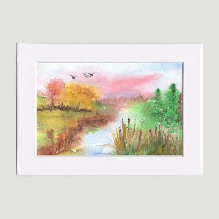 Fine Art For Small Spaces - Wholesale Art Print - Autumn River Landscape Nature Art Mini Print