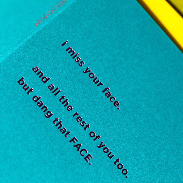 'Missa ditt ansikte' hälsningskort för wholesale av Bay View Printing Co