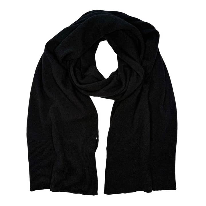 100% MERINO WOOL BLACK SCARF for wholesale by BeCap