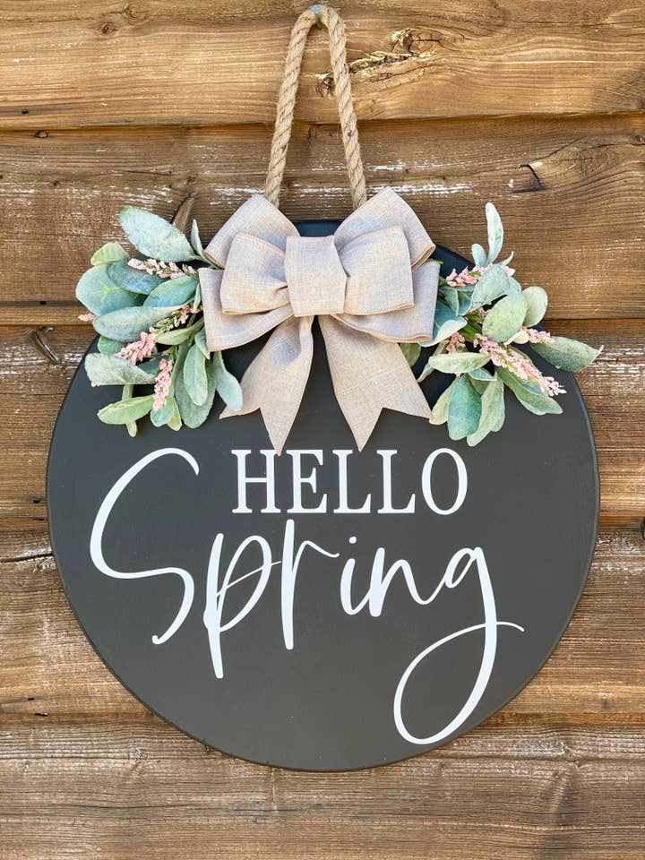 Hello Spring Door Hanger for wholesale by Mama E’s Makery