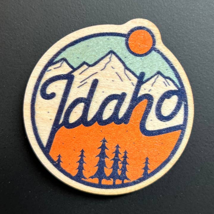 Idaho Peaks - Wooden Magnet (Printed) for wholesale by IdaWholesale