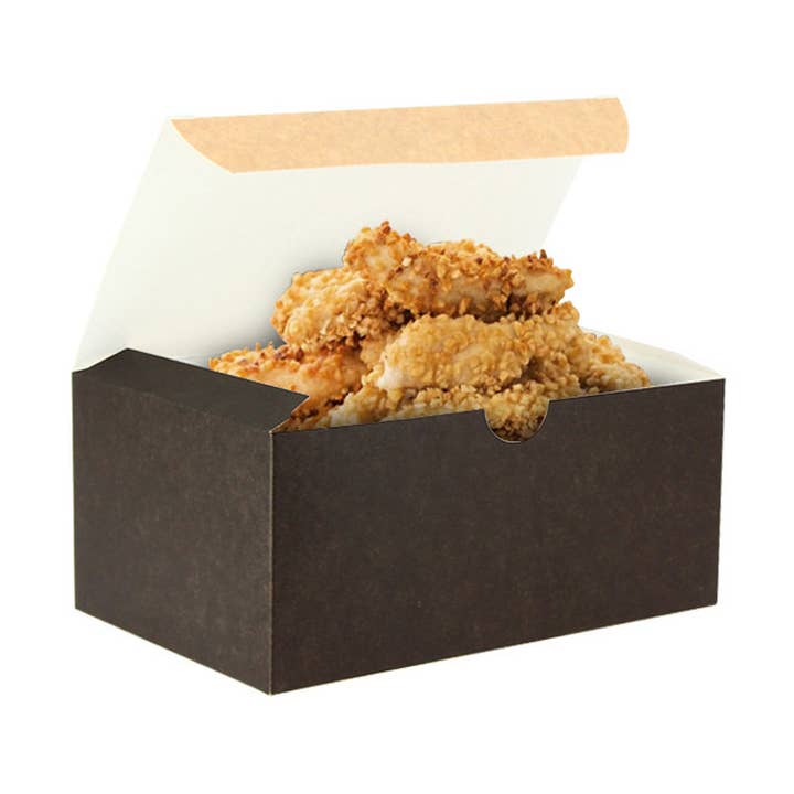 Svarta kraftförpackningar i mediumstorlek för friterade portioner med självsammansättning för wholesale av PUNTOQPACK