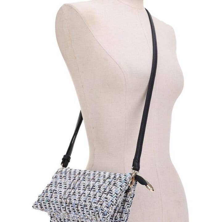 MiMi Wholesale - Wholesale Crossbody Bag - Women's - FC20643 Tweed Three Compartment Crossbody Bag7
