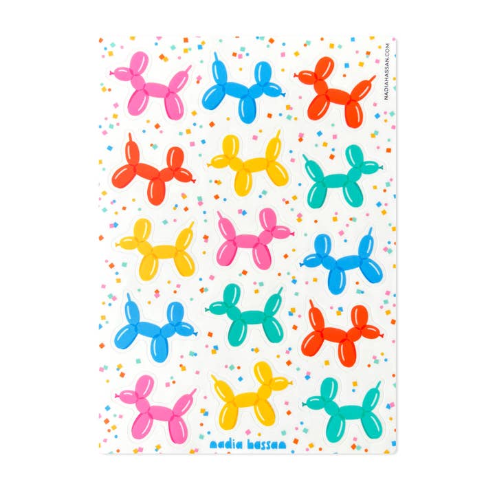 Balloon Dogs 5x7 Sticker Sheet for wholesale by Nadia Hassan
