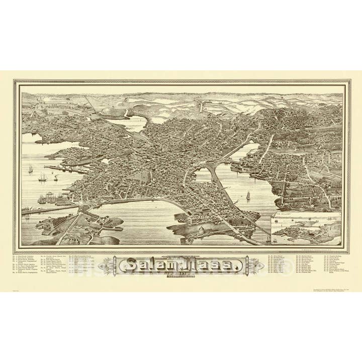 Mapa: Salem, Massachusetts 1883 1976, Salem, Mass. para venta al por mayor de Historic Pictoric